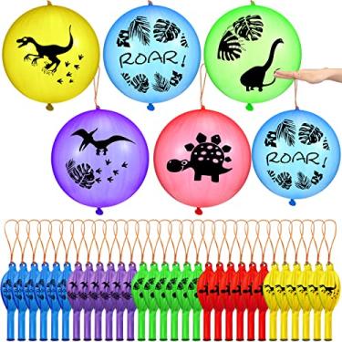 Imagem de 30 Pcs Punch Balloons Assorted Colors 18 Inch Big Dinosaurs Animals Pirate Unicorn Balloon with Rubber Band Handles Punching Balloon, Party Favors Balloons for Birthday Pool Party (Dinosaur Style)