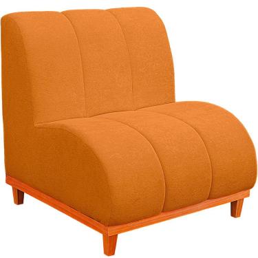 Imagem de Namoradeira Marselha Base De Madeira Para Sala Hotel Tecido Boucle Cor Terracota