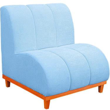 Imagem de Namoradeira Marselha Base De Madeira Para Sala Hotel Tecido Boucle Cor Azul Claro