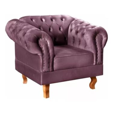 Imagem de Poltrona Chesterfield Dom Pedro Vintage Retrô Capitonê Veludo Roxo