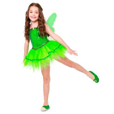 Imagem de Fantasia Fadinha Verde Infantil Com Asas Tamanho P