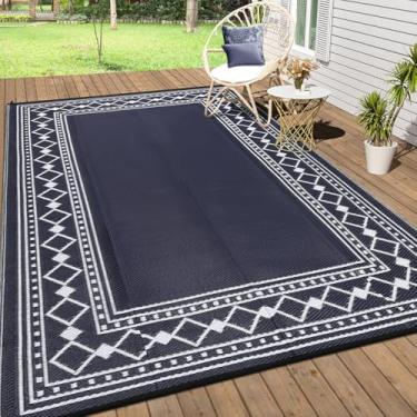 Imagem de Tapete externo à prova d'água para decoração de pátio 23 x 30,5 cm, tapete de palha de plástico reversível, tapetes de acampamento externos para decoração ao ar livre, trailer, quintal, deck, varanda