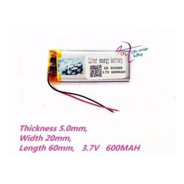 Imagem de (2pcs) Bateria 600mah 5mm X 20mm X 60mm  3,7v 502060 2 Fios - bgb
