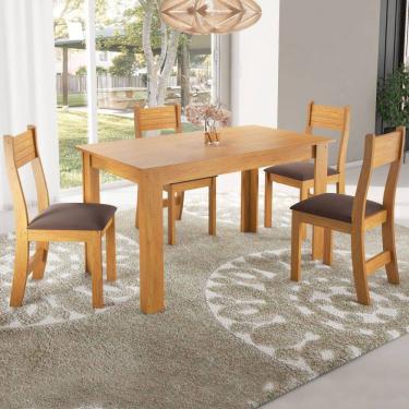 Imagem de Mesa de Jantar 4 Lugares Nadia Marrom/Fume - Pnr Móveis