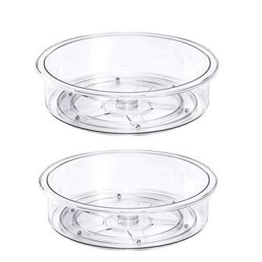 Imagem de Organizador de armário Lazy Susan, recipiente transparente para armazenamento de alimentos para cozinha, despensa, geladeira, armário, 25 cm, conjunto de 2