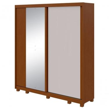 Imagem de Guarda Roupa Casal 2 Portas 4 Gavetas Com Pés Com Espelho Velaris Frassino Off White