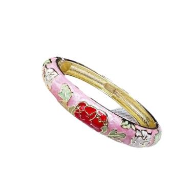 Imagem de Only My Live Home Pulseira clássica de flores esmaltadas Cloisonne para presentes femininos, joias artesanais tradicionais étnicas chinesas, Inner Diameter 2.36 inch wide 0.47 inch about, Porcelana