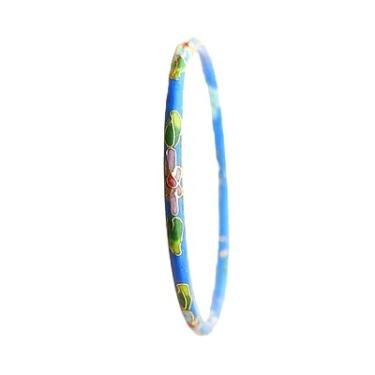 Imagem de Only My Live Home Pulseiras étnicas coloridas cloisonne esmaltadas grandes e finas para mulheres, joias, presentes, artesanato chinês tradicional ICH, Inner Diameter 2.44 inch wide 0.12 inch about