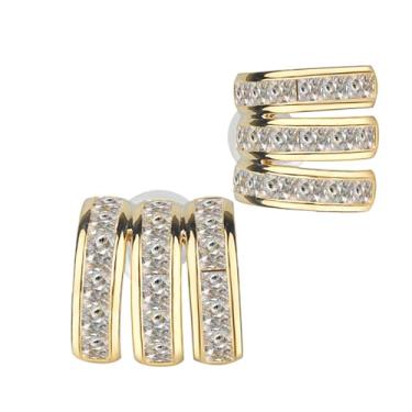 Imagem de AnLiikMeFe Brincos de argola banhados a ouro 14K com zircônia cúbica, pequenos brincos redondos de cristal para mulheres, 0,4 polegadas, pacote com 2, Small, Latão, Zircônia cúbica