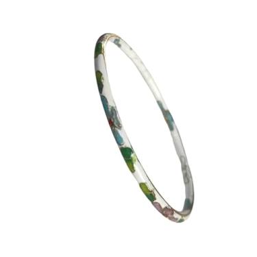 Imagem de Only My Live Home Pulseiras étnicas coloridas cloisonne esmaltadas grandes e finas para mulheres, joias, presentes, artesanato chinês tradicional ICH, Inner Diameter 2.44 inch wide 0.12 inch about