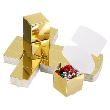 Imagem de PATIKIL Caixas de presente pequenas 4 x 4 x 4 cm a granel com tampa, pacote com 40 mini caixa de presente quadrada dobrável de papel de papelão para joias de brinco, lembrancinha de festa de casamento