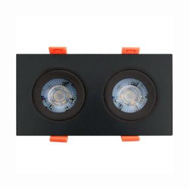 Imagem de Spot Led Quadrado De Embutir Easy Duplo 10w Preto Bivolt Llum 6500k Lu