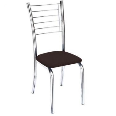 Imagem de Cadeira Iara Cromada Para Cozinha material sintético Marrom - GAT MAGA