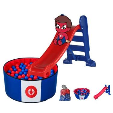 Imagem de Aranha kit piscina dobrável mais bolinhas de piscina e escorregador al