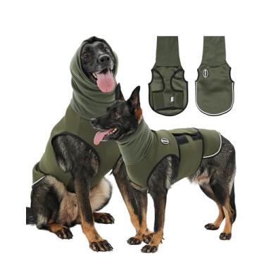 Imagem de Meifsou Colete de ansiedade para cães com capuz, jaqueta de trovão amigável para a pele, camisa calmante para cães multifuncional com capuz para trovões, fogos de artifício, separação - Mantenha o