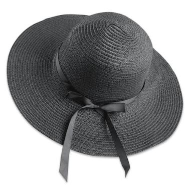 Imagem de Chapéu protetor solar BCOOSS Summer Straw para senhoras - preto - Ligh
