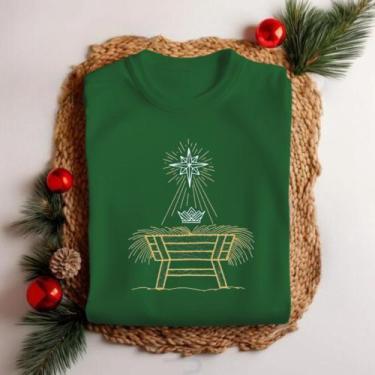 Imagem de Camiseta Unissex Natal Manjedoura Nascimento de Jesus Festa Personaliz