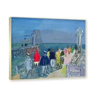 Imagem de NHLDZYH Moldura champanhe. Folhas impressionistas, (o cais de Trouville) de Raoul Dufy, reprodução de quadros, quadros de pinturas famosas, imagem murais quartos. 30x36cm
