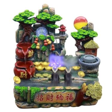 Imagem de XFNVXC Fonte decorativa para ambientes internos Fonte de mesa Rockery Flowing Water Fountain Sala de estar Circulando Água Decorativa Ornamentos Decorativos Resina Mesa Fonte Rockery Fonte Casa