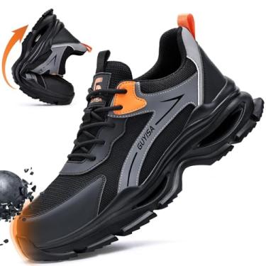 Imagem de Gsutenmre Tênis de bico de aço para homens e mulheres tênis de trabalho leve masculino indestrutível de segurança à prova de perfuração, tênis de construção de bico composto, 3071yw-preto, 40