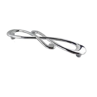 Imagem de CXYFQUUK Puxador de móveis cromado dourado de arte moderna armários de cozinha gaveta guarda-roupa armário puxar porta penteadeira puxadores caixa de sapatos 2 peças (cromo 128 mm)