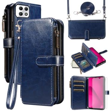 Imagem de Asuwish Capa de telefone para T-Mobile Revvl 7 5G capa com protetor de tela de vidro temperado e cordão com zíper carteira com compartimento para cartão flip suporte celular Tmobile Revvl7 T Mobile