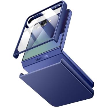 Imagem de JETech Capa para Samsung Galaxy Z Flip 7 2025 com Película de Vidro Temperado Frontal Integrada, Case Capinha Protetora Fina de PC Rígido, À Prova de Choque e Antirriscos (Azul)