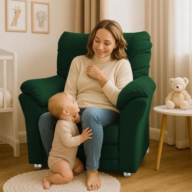 Imagem de Poltrona Reclinável Manu Extensão De Cílios Estética Sobrancelha Suede Verde