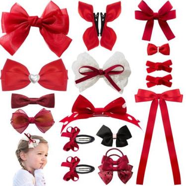 Imagem de Clipe de cabelo LMYMHMLM 18 peças Red Bows, conjunto de presente para 