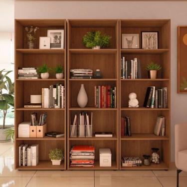 Imagem de Kit 3 Estantes para Livros com 5 Prateleiras 180cmx60cm - Espresso Móv