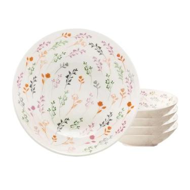 Imagem de Jogo de Pratos Fundo Kit 4pcs Cerâmica 20,5cm Oxford Unni Jardim Secre