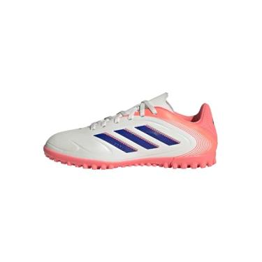 Imagem de adidas Tênis infantil unissex Copa Pure 3 Club Turf, Branco/azul lúcido/coral sinal, 13.5 Little Kid