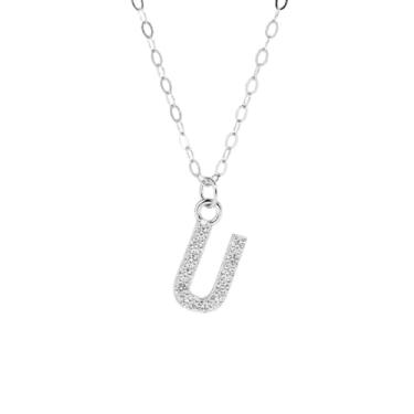 Imagem de 1 conjunto de letras banhadas a prata com colar de diamantes para mulheres, joia fina, presente para mamãe, 41+6cm, Cobre, Sem Pedra Preciosa