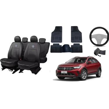 Imagem de Capa de couro + Tapete 5 peças + Capa de volante para Vw nivus 20-23