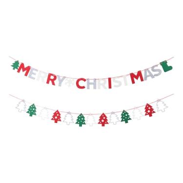 Imagem de Conjunto de faixa de feltro de Natal - Combo de 2 peças com faixa de letras e decoração de guirlanda de árvore