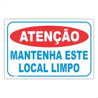 Imagem de SPORTINOX, 5 Placas Sinalização Atenção Mantenha Este Local Limpo 30x20