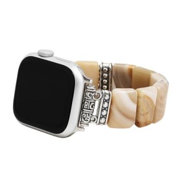 Imagem de Cape Diablo Pulseira feminina para relógio inteligente - pulseira de pedra preciosa feita à mão - compatível com Apple Faces de 38 mm-45 mm (Sacred Sands, pequena - serve em pulsos de 14,5 a 16,8 cm)