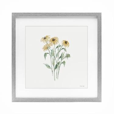 Imagem de Stupell Industries Impressão emoldurada cinza botânica Susan de olhos pretos sob vidro, design de Cindy Jacobs, 33 x 33