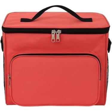 Imagem de Bolsa Térmica Média Portátil Viagem Trabalho Passeios Pique Nique Resistente para Bebidas Refeições (VERMELHO)