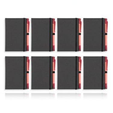 Imagem de Bloco de Anotações Ecológico com Capa Dura, 100 Folhas, Caneta Reciclada, Sticky Notes, 13,5x11,5x1,2cm, Disponível (10, Preto)