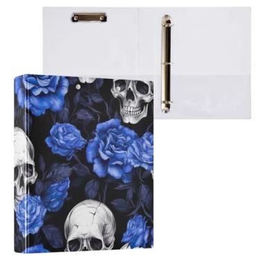 Imagem de Pasta de fichário azul crânio escuro com três anéis com pasta de arquivo de prancheta de perfil para material de escritório, 1 pacote