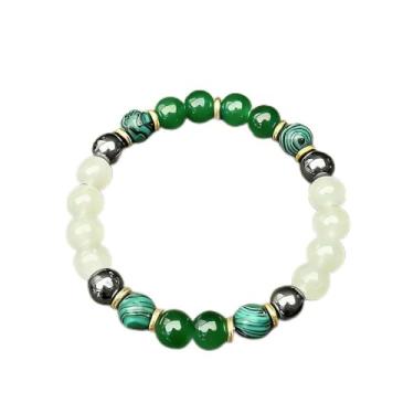 Imagem de Pulseiras elásticas com contas para mulheres, pulseira de malaquita para equilíbrio mental, feita à mão, contas de cristal natural, joias, One Size, Cristal, Sem Pedra Preciosa