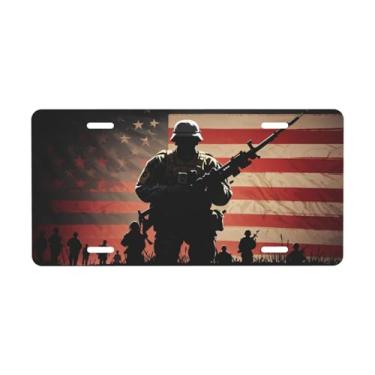 Imagem de Placa decorativa da bandeira americana patriótica. Placa de metal para carro. Etiqueta de vaidade. Placa de licença de alumínio Noverlty impermeável Colorfast 30 × 15 cm
