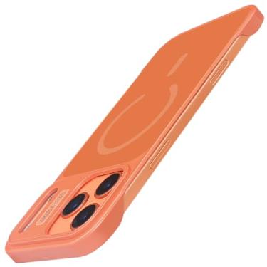 Imagem de Omio Capa fina para iPhone 17 Pro compatível com MagSafe, amortecedor magnético ultrafino sem moldura, design minimalista, fixe, capa para telemóvel, à prova de choque, fosca, rígida, para homens e