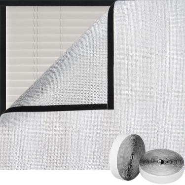 Imagem de HFYZZ Capa de ventilador de sótão de 94 x 124 cm com gancho autoadesivo e fita de laço, tampa de obturador de isolamento de alumínio para teto de sótão, capa de vedação de obturador de ventilador de