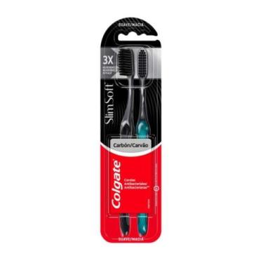 Imagem de Escova Colgate Slim Soft Black Suave e Macia com 2 Escovas