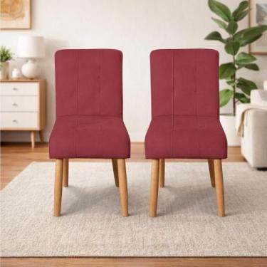 Imagem de Kit 02 Cadeiras Jantar Luna Suede Vermelho para Quarto Sala salão rece