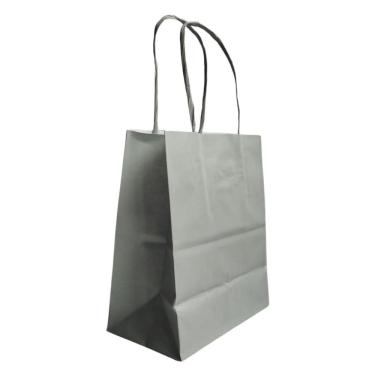 Imagem de Kit 10 Sacola De Papel Kraft Prata Presente Pp 13,5X8X16Cm