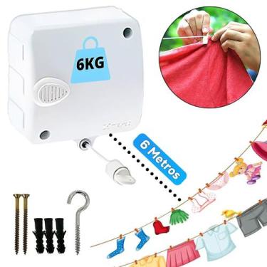 Imagem de Varal de Parede Recolhível Modular com Trava Pendurar Roupas Estica e 