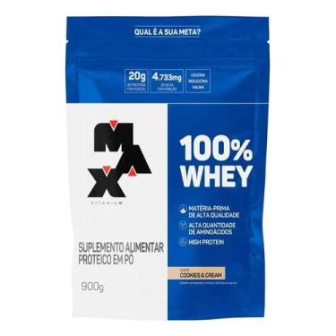 Imagem de 100% Whey - Refil (900g) Max Titanium Sabor Cookies and crea - Congrat